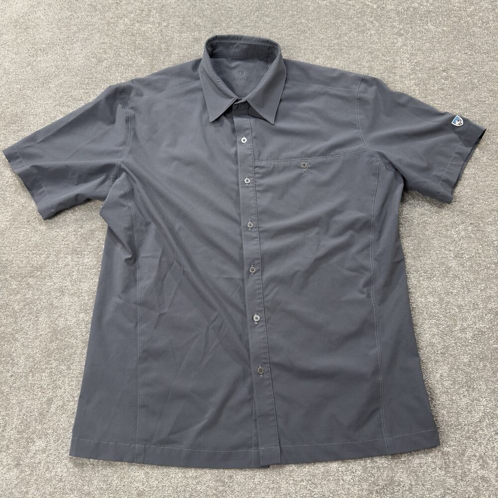 Kuhl Stealth Short Sleeve Performance Button Shirt Charcoal Gray Mens L Outdoor